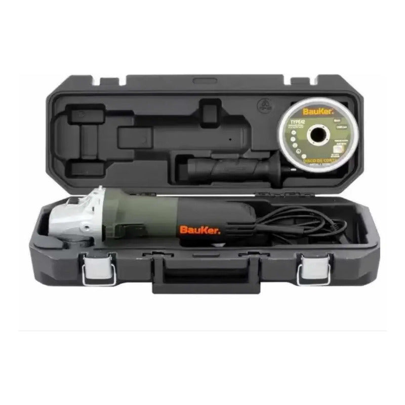 Esmeril Angular Bauker 4 1/2'' 820w 20 Discos + Maletín 50hz