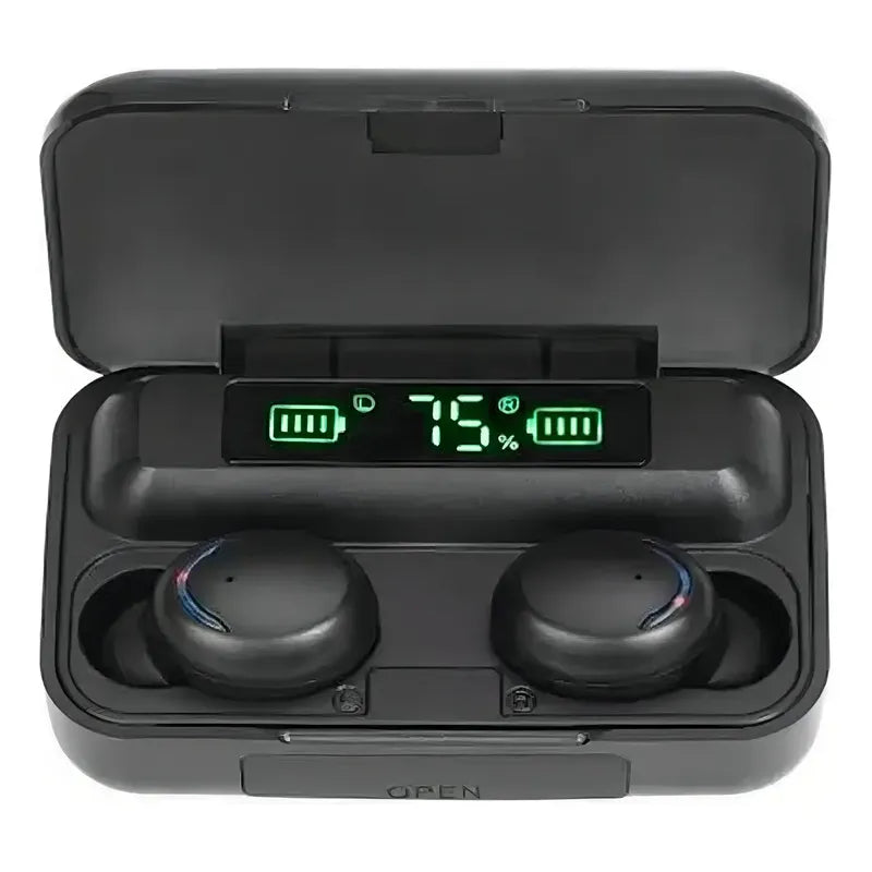 Audífonos Inalámbricos Bluetooth F9 Negro Luz Led In-ear Luz Azul Marino