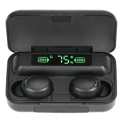 Audífonos Inalámbricos Bluetooth F9 Negro Luz Led In-ear Luz Azul Marino