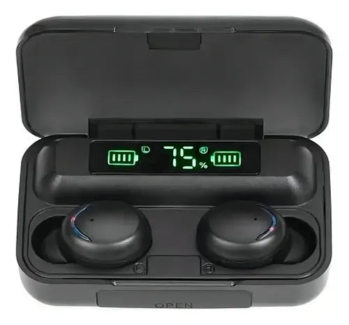 Audífonos Inalámbricos Bluetooth F9 Negro Luz Led In-ear Luz Azul Marino