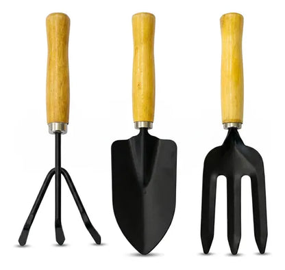 Set De 3 Piezas Herramientas Tridente, Para Jardin Marrón Claro