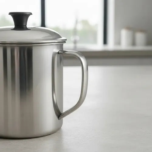 Taza De Té Con Tapa De 10 Cm - Ideal Para  Bebidas Calientes Acero Inoxidable Taza