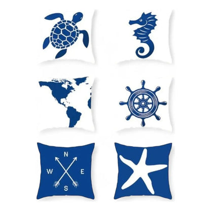 Pack X6 Fundas De Cojines 45x45 Cm, Súper Suaves Mar