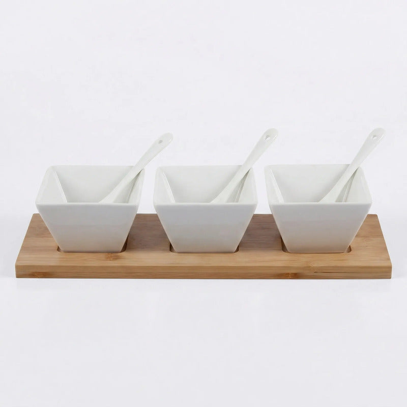 Set De Pocillos Más Tabla De Madera