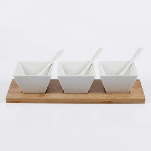Set De Pocillos Más Tabla De Madera