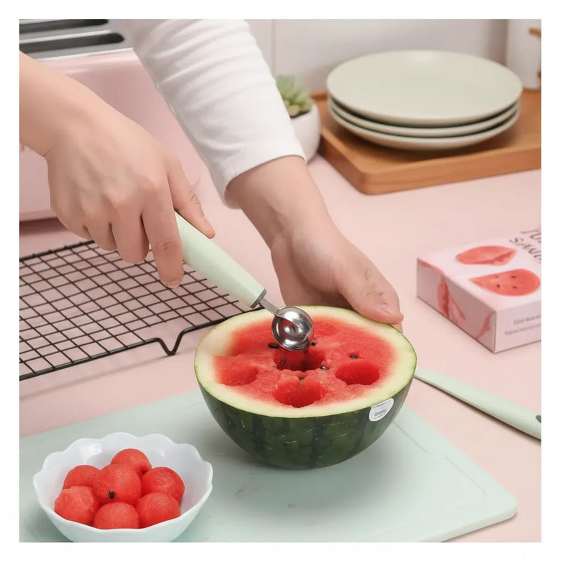Cucharon De Frutas, Postres Acero Inoxidable Verde Menta