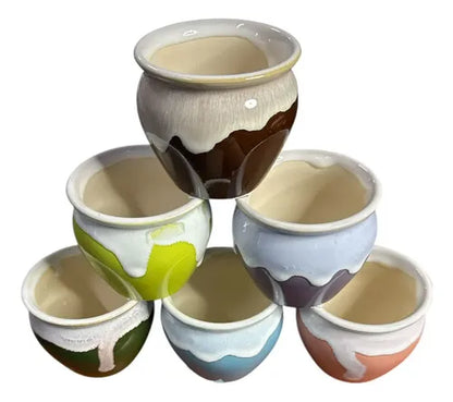 Pack 3 Maceteros Cerámica Decorativos 8cm Plantas Suculentas Vario