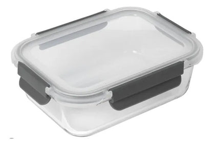 Set 3 Tupper Hermético Vidrio 640ml Transparente