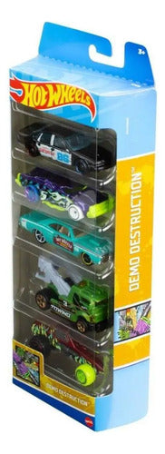 Hot Wheels Basics Pack 5 Carros Demo Destruction - Mattel Colorido