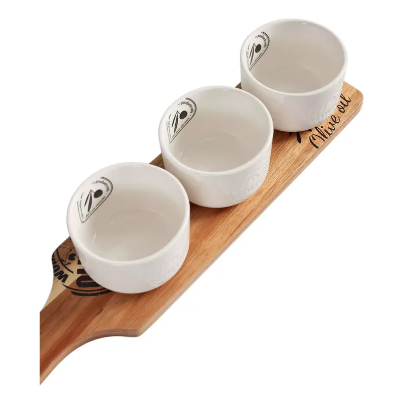 Set De Pocillos Más Tabla De Madera