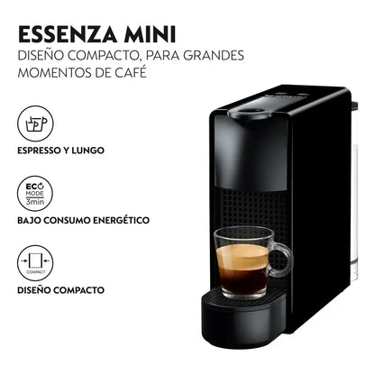 Cafetera Nespresso Essenza Mini Con Espumador De Leche Negro