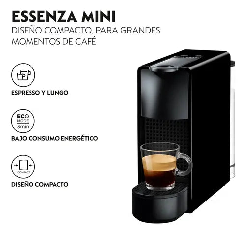 Cafetera Nespresso Essenza Mini Con Espumador De Leche Negro Negro