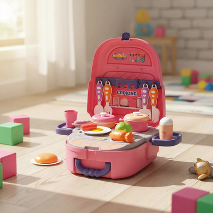 Mochila Cocina Infantil 2 En 1 Con Accesorios Rosa