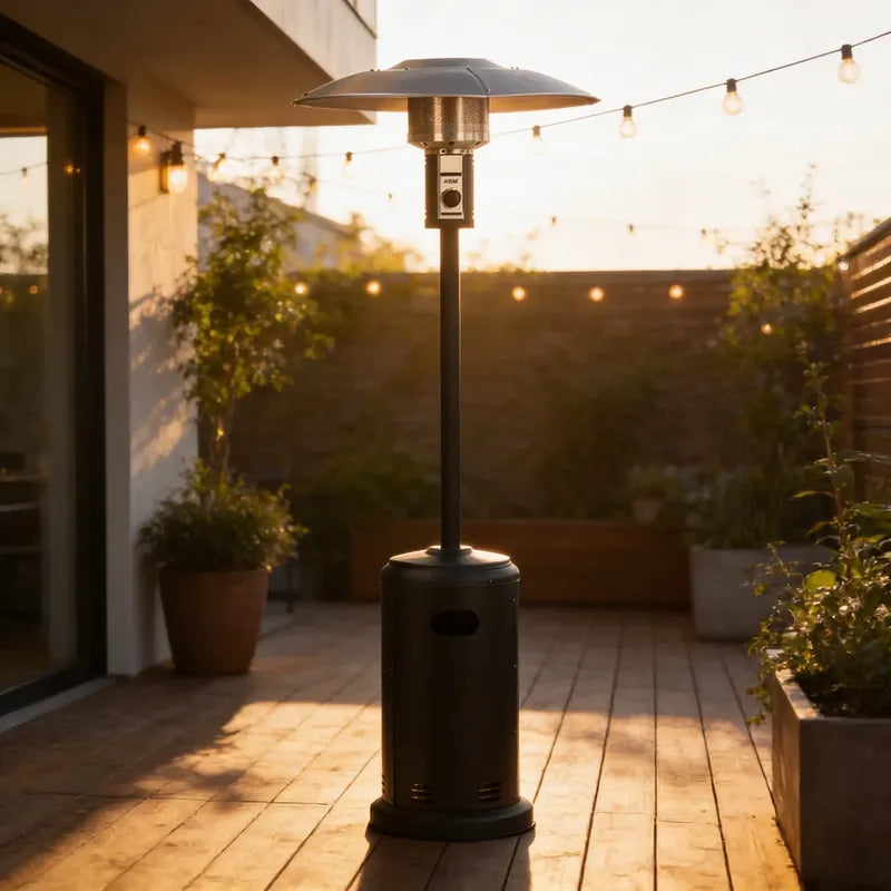 Estufa Patio Exterior A Gas 13kw Calefactor Terraza Jardín T Negro