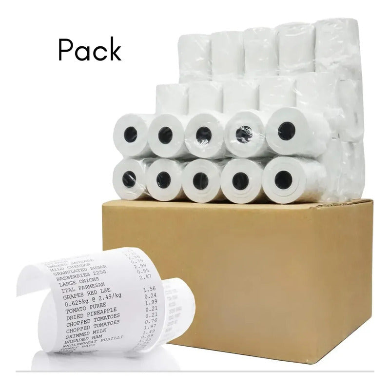 Caja 50 Rollos Papel Térmico 55x40 Rollo Para Boleta Factura Blanco