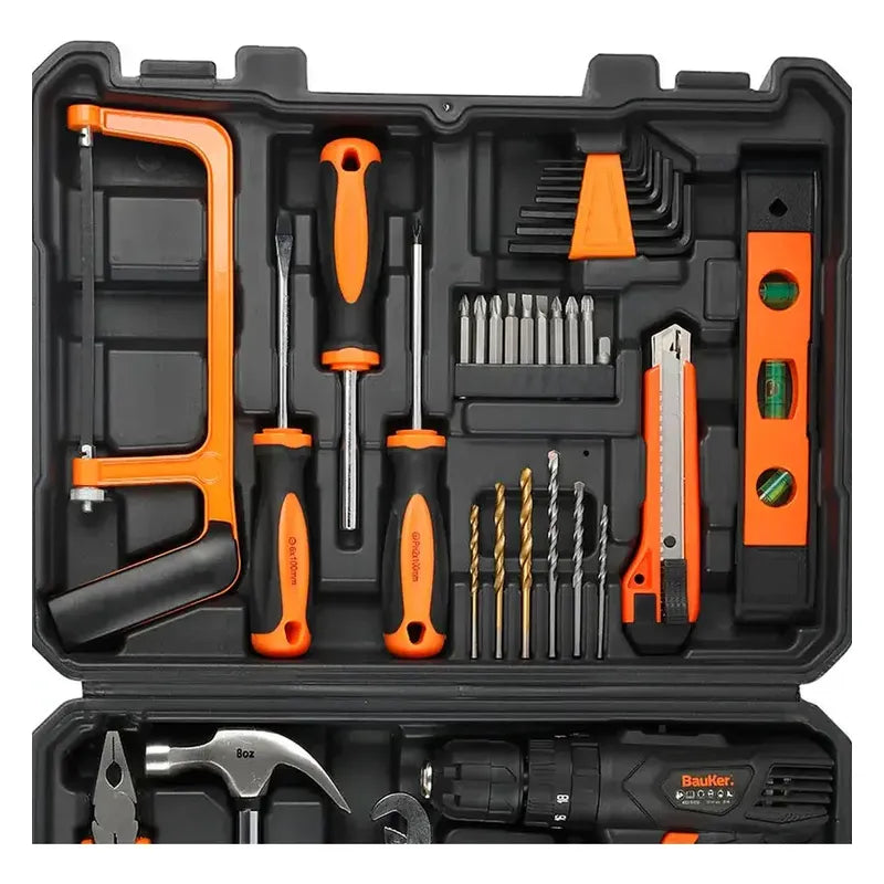 Kit Taladro 12v 10 Mm + Herramientas Manuales Y Accesorios
