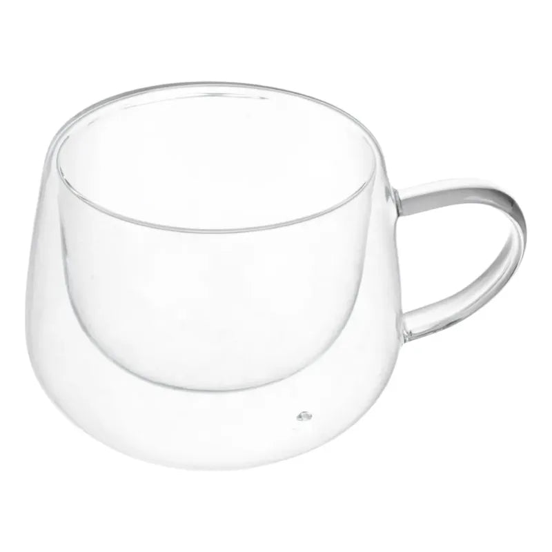 Pack 4 Tazas De Vidrio Doble Pared Redondeada 350 Ml Vidrio