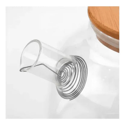 Tetera Vidrio Con Infusor 1 Litro Y Tapa Bambú Transparente