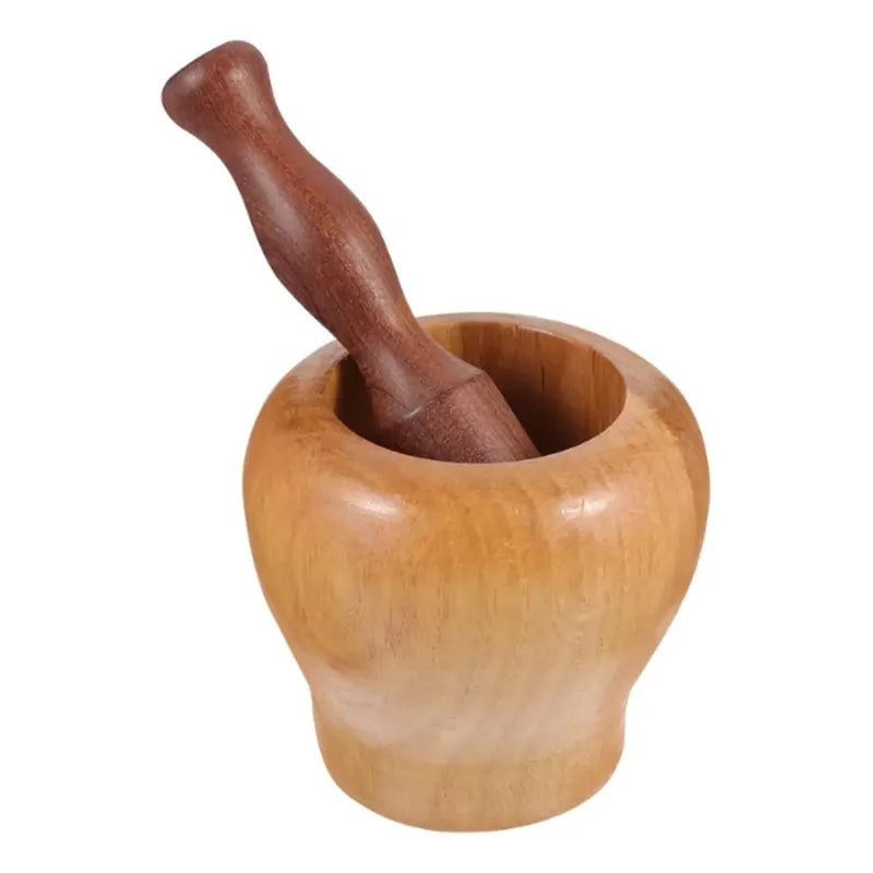 Mortero De Madera Baoma Con Pilón, Para Especias Y Hierbas Marrón