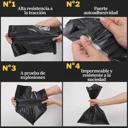 Pack 100 Bolsas Courrier Autoadhesivas Embalaje Envios 50x60 Negro