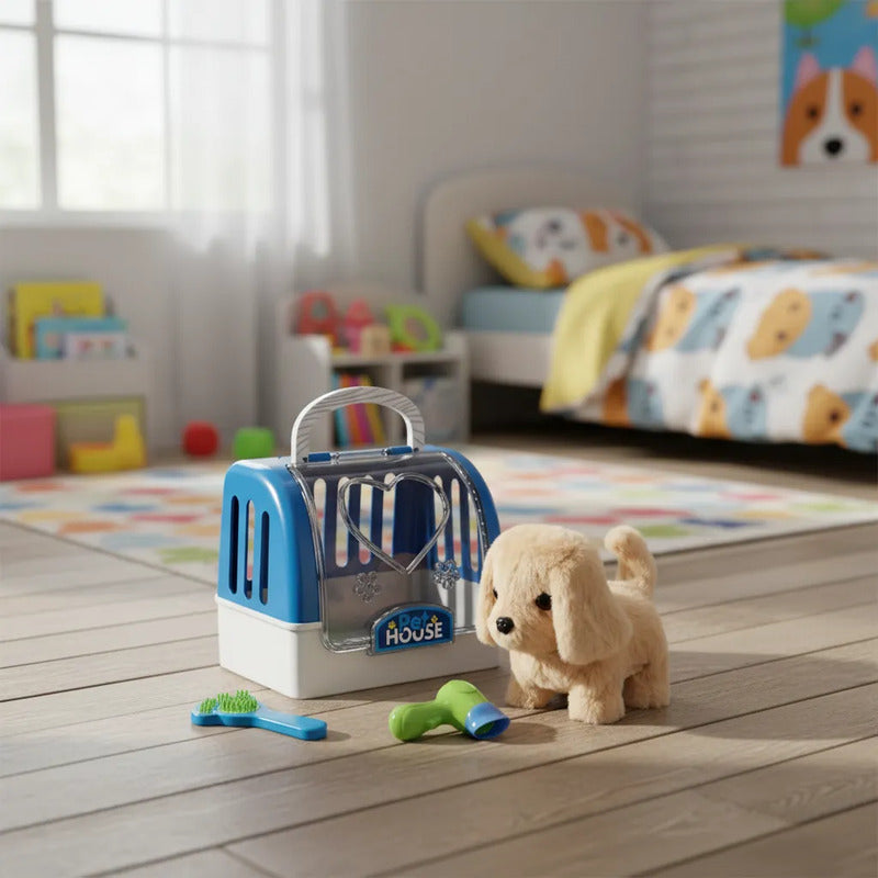 Set Perro  Interactivo Con Transportadora Y Accesorios