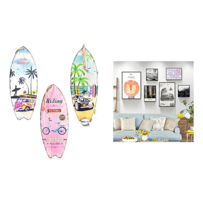 Pack 3cuadro Tabla Surf Decorativa Vertical 15x40cm Varios