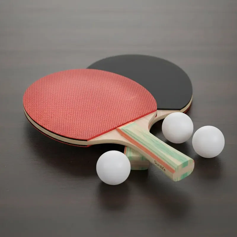 Kit Ping Pong 2 Paletas Madera Rojo Negro 3 Pelotas Varios Madera