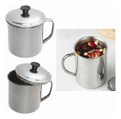 Taza De Té Con Tapa De 10 Cm - Ideal Para  Bebidas Calientes Acero Inoxidable Taza