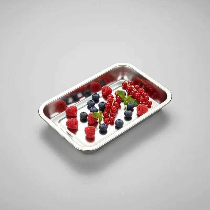 Plato De Acero Inoxidable 36 X 27  4.8cm Plateado