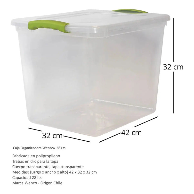 Caja Organizadora 28 Lts Caja Multiusos Transparente