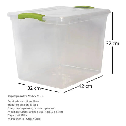 Caja Organizadora 28 Lts Caja Multiusos Transparente