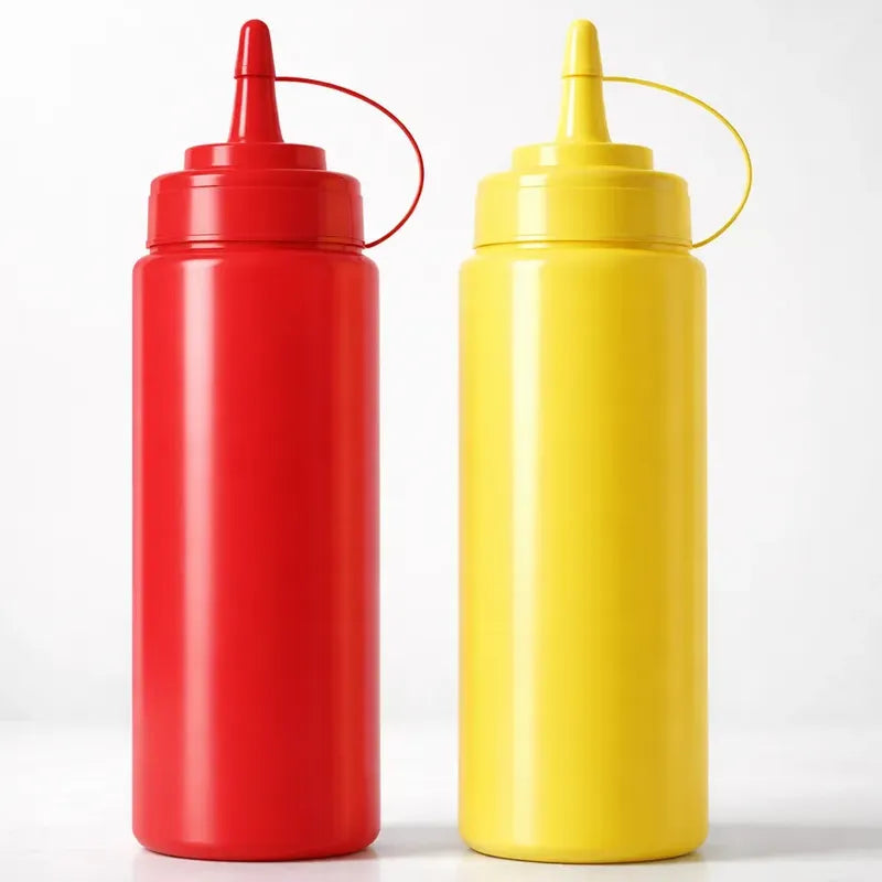 Pack 2 Dispensador Salsas Kétchup Mayonesa Ají 700ml Rojo-amarillo