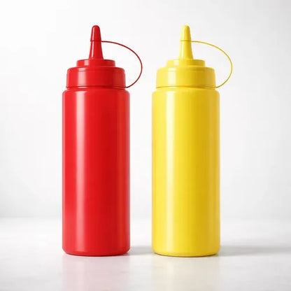Pack 2 Dispensador Salsas Kétchup Mayonesa Ají 700ml Rojo-amarillo
