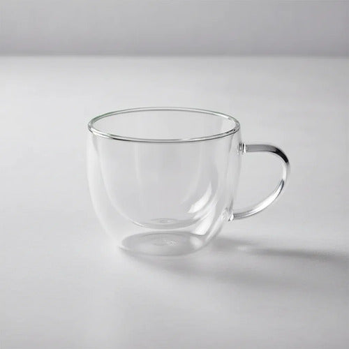 Pack 4 Tazas De Vidrio Doble Pared Redondeada 220 Ml