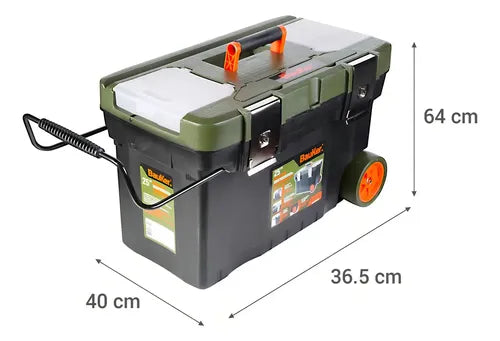 Caja De Herramientas Organizador 2ruedas 25pulgadas Bauker Verde
