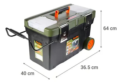 Caja De Herramientas Organizador 2ruedas 25pulgadas Bauker Verde