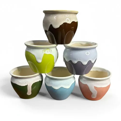 Pack 3 Maceteros Cerámica Decorativos 8cm Plantas Suculentas Vario