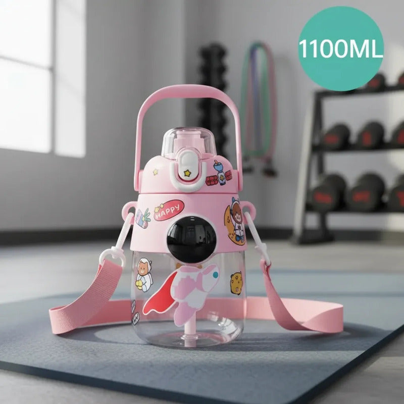 Botella De Agua Infantil Para Niños Con Correa 1100ml Varios