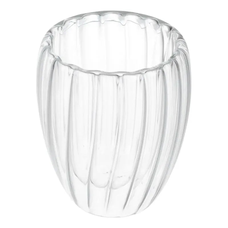 Pack 4 Vasos De Vidrio Doble Pared Rayado 350 Ml Vidrio