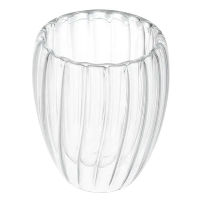 Pack 4 Vasos De Vidrio Doble Pared Rayado 350 Ml Vidrio