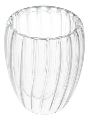 Pack 4 Vasos De Vidrio Doble Pared Rayado 350 Ml Vidrio