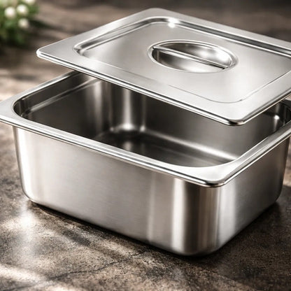 Pack 2 Bandeja Deposito Gastronomico Acero Inoxidable Plateado