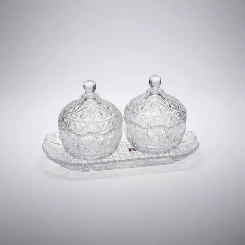 Azucarero De Vidrio Con Bandeja De 10.5cm X 13cm Vidrio