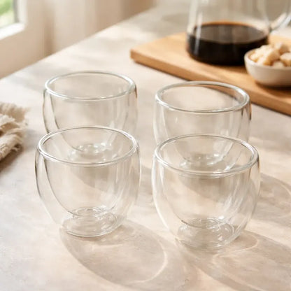 Pack 4 Tazas Doble Pared 80ml Transparente