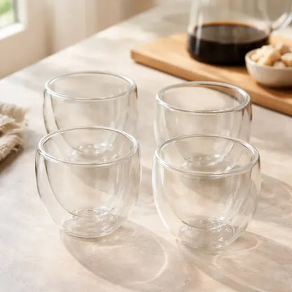Pack 4 Tazas Doble Pared 80ml Transparente