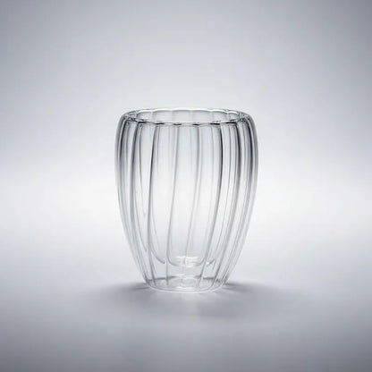 Pack 4 Vasos De Vidrio Doble Pared Rayado 350 Ml Vidrio
