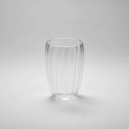 Pack 4 Vasos De Vidrio Doble Pared 450 Ml - Diseño Rayado Vidrio