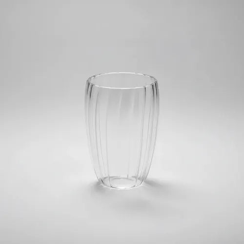Pack 4 Vasos De Vidrio Doble Pared 450 Ml - Diseño Rayado Vidrio