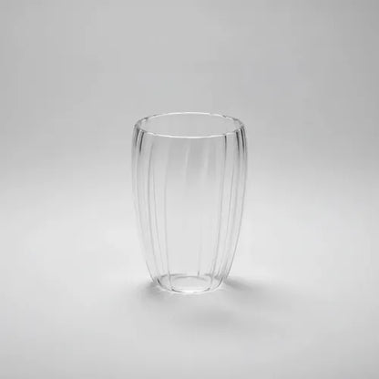Pack 4 Vasos De Vidrio Doble Pared 450 Ml - Diseño Rayado Vidrio