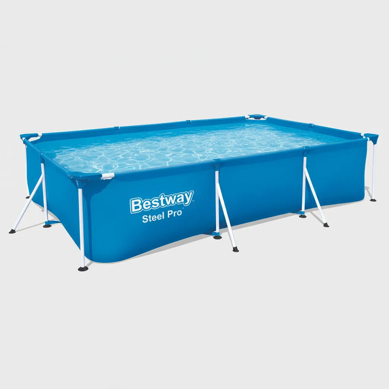Pileta Estructural Rectangular Bestway Steel Pro 56404 Con C Azul Liso